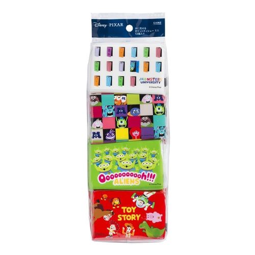 Cainz Pocket Tissue 8 Pairs x 12 Pack Flushable Mini Pixar Character Cell Phone Tissue Made in Japan Pocket Tissue
