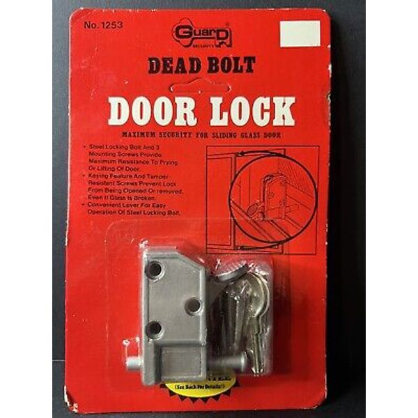 Vtg Nos GUARD SECURITY DEADBOLT DOOR LOCK for SLIDING GLASS DOOR No. 1253 New