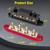 Power Distribution Block Bus Bar 4 X 3/8" Posts 6 X #8 Screws Terminals Max 48v 