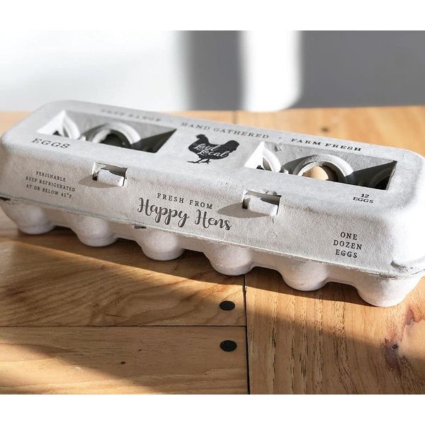 25 Egg Cartons- Adorable Printed Vintage Design for Farm Fresh Eggs, Recycled Paper Cardboard, Sturdy & Reusable, Carton Holds up to XL Chicken Eggs (25, Locally Laid Hen)