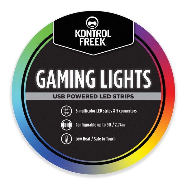 KontrolFreek Gaming Lights: LED Strip Lights, USB Powered with Controller, 3M Adhesive for TV, Console, PC, Wall (9 ft)