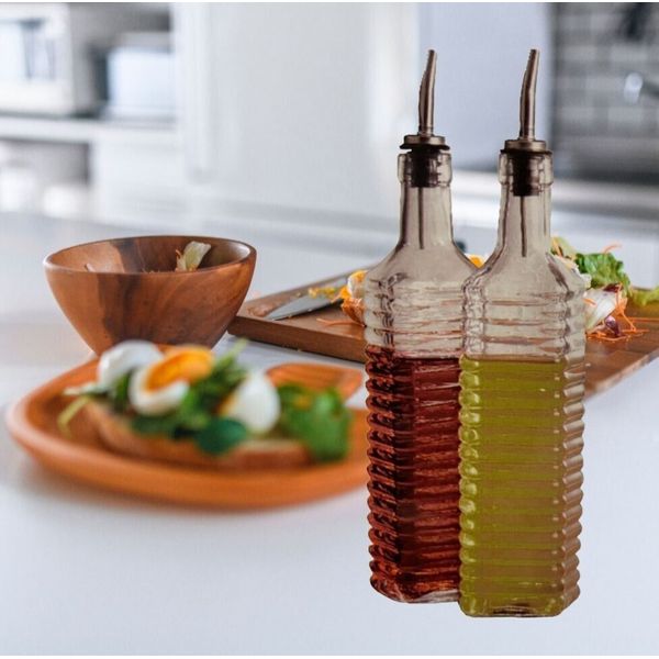 2Pcs 17oz Olive Oil & Vinegar Dispenser Bottles with Leak-Proof Stainless Steel