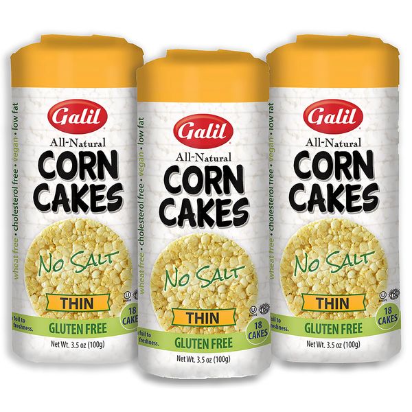 Galil Thin Corn Cakes | Corn Cakes No Salt Corn Snacks 3.5 Ounce (Pack Of 3) Gluten-Free Snack