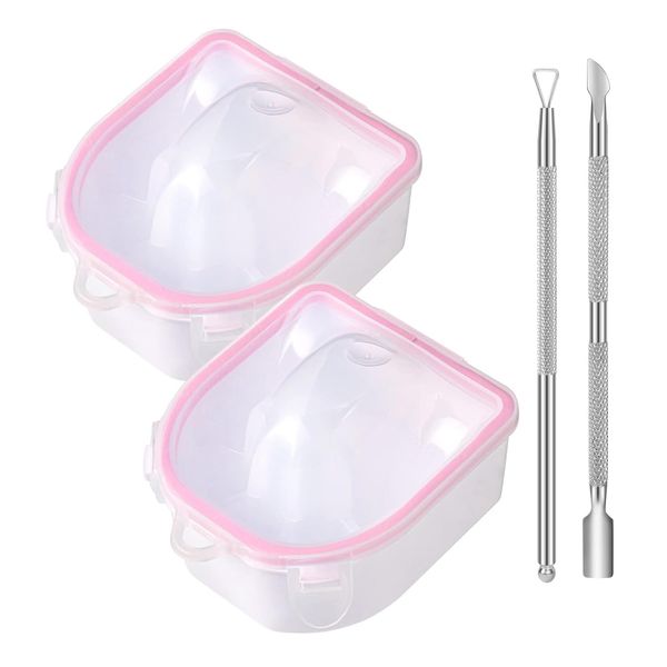 Nail Soak Off Bowl, 2pcs Manicure Bowl with Triangle Cuticle Peeler and Stainless Steel Cuticle Pusher Nail Tool, Strong Gel Polish Dip Powder Remover Nail Soaking Bowl, Nail Spa Cleaning Kits