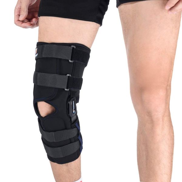 HINGED Knee Brace,16”Tall Breathe Rebound Wrap Knee Support,Stabilizer for Arthritis,Ligament Sprains,Knee Compression,Pain Relief Leg Brace (M fit Upper 18.5-21.5"/Lower 16.5-19")