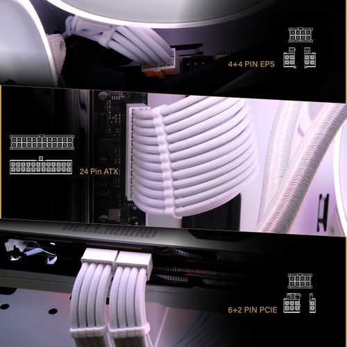 EZDIY-FAB PC Sleeve Cable for GPU/CPU PC Power Extension Cable Power Supply Only Power Supply PSU Cable PC Power Cable 18AWG High Performance Copper Core 2 8 Pin (6+2 Pin) GPU Extension Cable 1 8 Pin