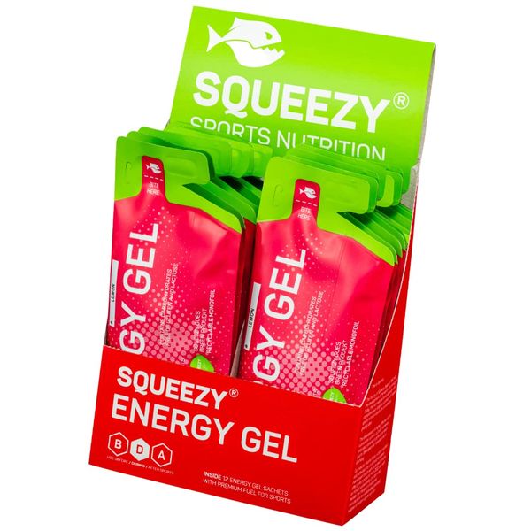 Squeezy Energy Gel Box (Zitrone) 12er Pack - Sport Energy Gel für schnelle & dauerhafte Energie bei maximaler Verträglichkeit beim Laufen, Radsport, Marathon & Co.