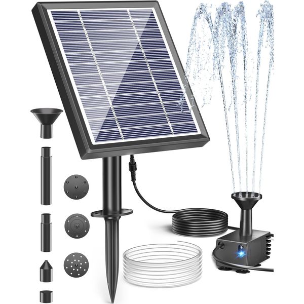 Biling Solar Fountain for Bird Bath, Solar Panel Kit Outdoor Solar Water Pump with 4ft Tubing for Hummingbird Bath, Small Pond and Fish Tank