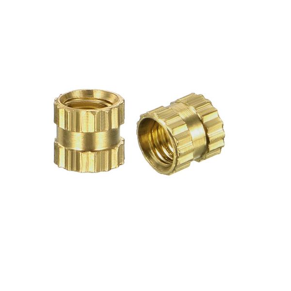 sourcing map Knurled Insert Nuts - 100Pcs M3 x 4mm Length x 4mm OD Female Thread Brass Threaded Insert Embedment Nut for 3D Printer