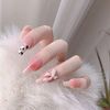 Set of 24 Nails, 12 Different Sizes, Medium Length, White Butterfly Ties to Hold Your Fingertips Gorgeous Amusement Park Fake Claws