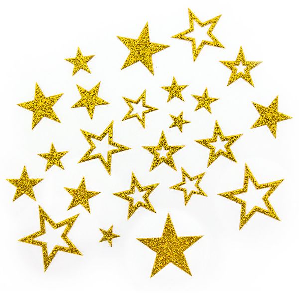 Star Stickers in Gold or Silver – Glittering Sparkling Stars (Gold)