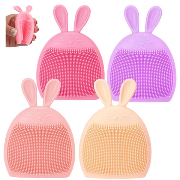 Silikon Gesichtsreinigungsbürste 4 Stück Manuelle Peeling Bürste Face Scrubber Gesichts Reiniger Massager Sanft Mitesser-Entferner Porereinigungsmittel Bürste Gesichtsbürste Zum Abschminken