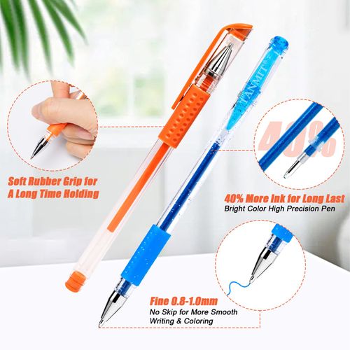 TANMIT Gel Pens, 36 Colors Gel Pens Set for Adult Coloring Books, Colored Gel Marker with 40% More Ink, Great for Kids Adult Doodling Scrapbooking Drawing