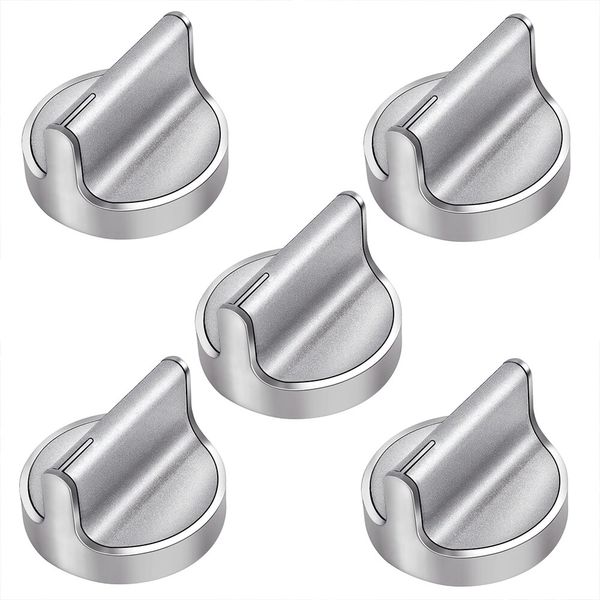 5 Pack W10594481 Stove Knobs Stainless Steel Knobs Replacements for Whirlpool