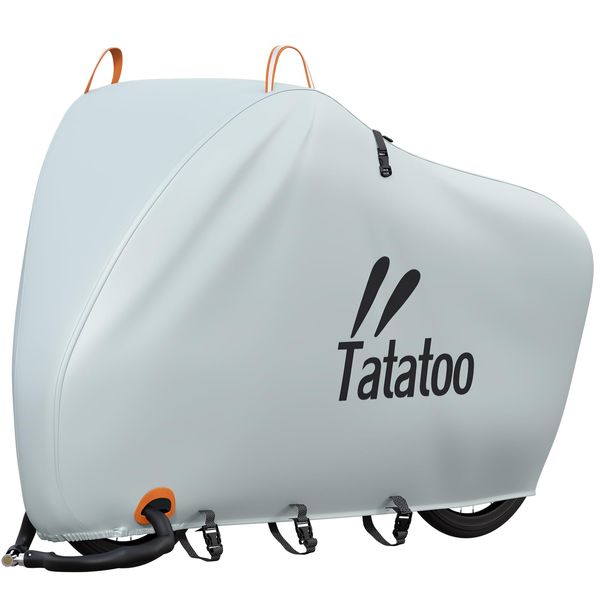 Tatatoo Bicycle Cover, 2023 Model, 4 Buckles, All Weather, Thick, Tear-Resistant, Waterproof, Rain and Windproof, UV Protection, Dustproof, Anti-Theft Eyelets, Front and Rear Handle, Fits Vehicles Up