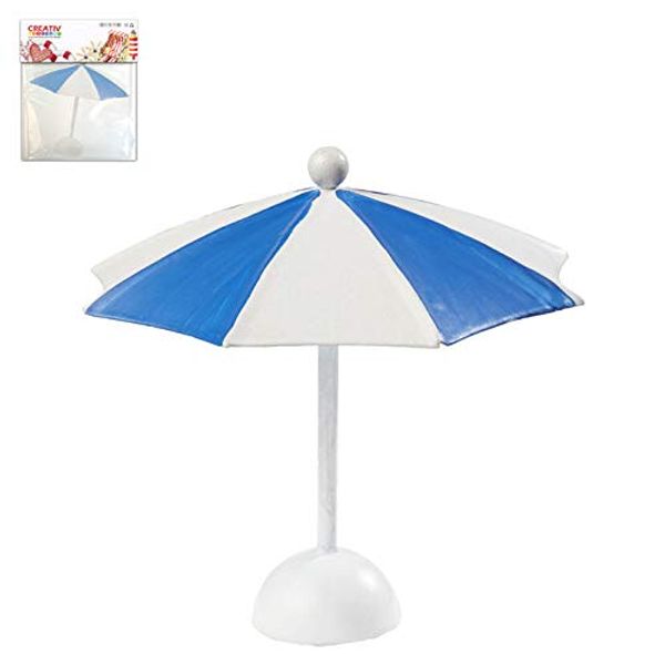 CREATIV DISCOUNT Mini-Sonnenschirm, blau-weiß, 10x10cm