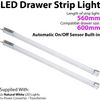 2 Pack | 600mm LED Drawer Strip Light Kit | AUTO ON/Off PIR Sensor | Natural White Diffused Lighting | Kitchen Cupboard Open Door Timer Lamp | Automatic Movement Detector