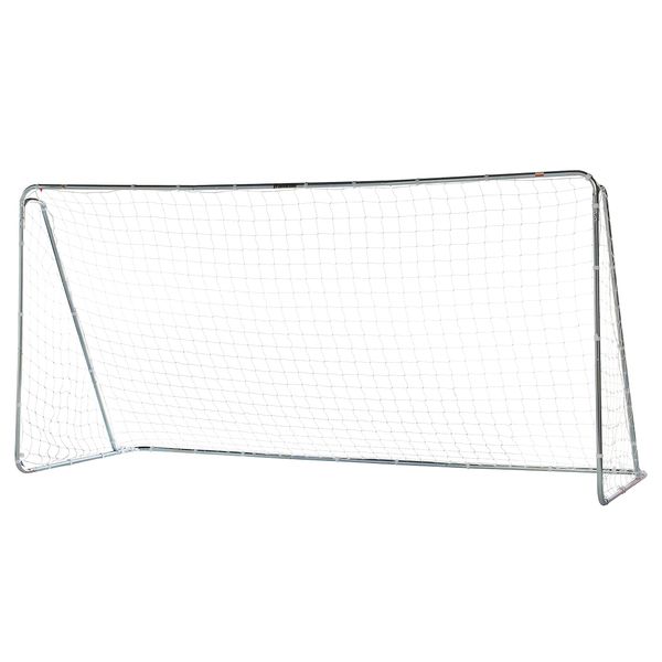 Franklin Sports Competition - Steel Backyard Soccer Goal with All Weather Net - Includes 6 Ground Stakes - 6'x4'- Silver