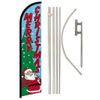 Merry Christmas Snow Windless Banner Flag & Flag Pole Kit & Ground Spike