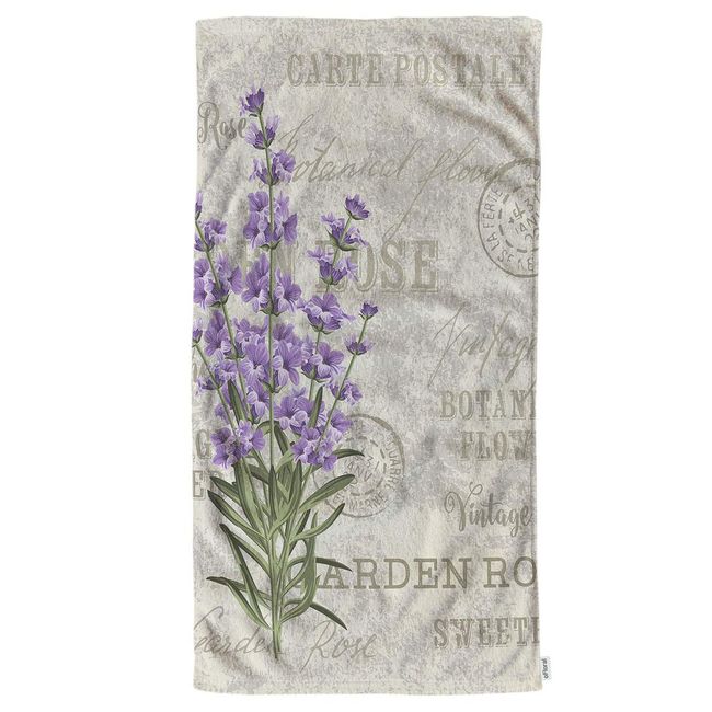 oFloral Lavender Hand Towels Cotton Washcloths,Violet Floral Leaves On Vintage Postcard Garden Flower Stamp Purple Beige Absorbent Soft Towels for Bathroom Kitchen Spa Gym Yoga Face Towel 15X30Inch