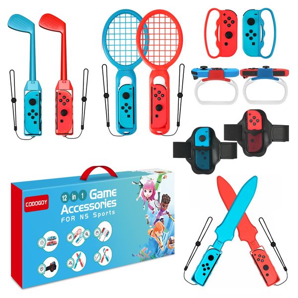 Switch Sports Accessories - CODOGOY 12 in 1 Switch Sports Accessories Bundle for Nintendo Switch Sports,Family Accessories Kit Compatible with Switch/Switch OLED Sports Games