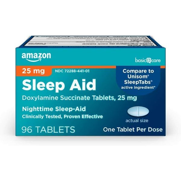 Basic Care Sleep Aid, Doxylamine Succinate Tablets, 25 mg, 96 Count