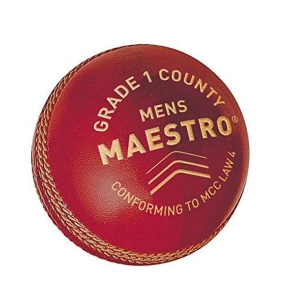 Gunn & Moore GM Leather Cricket Match Ball, Maestro Grade 1 County, Red, Senior/Adult/Mens & Boys Aged 13 and Over