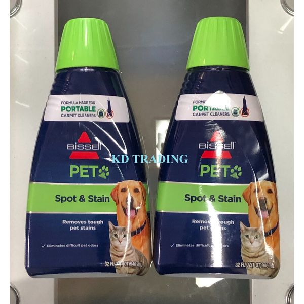 (2-Pk) BISSELL 2X Pet Stain & Odor Portable Carpet Cleaning Machine Formula 32oz