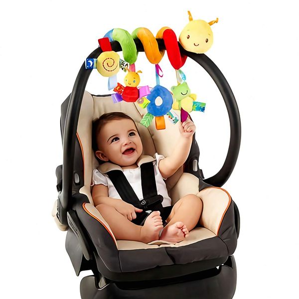 Uonlytech Baby Crib Hanging Rattles Toys, Car Seat Toy Hanging Rattles Spiral Stroller Crib Cot Toy Spiral Toy Pram Hanging for Babies Boys and Girls