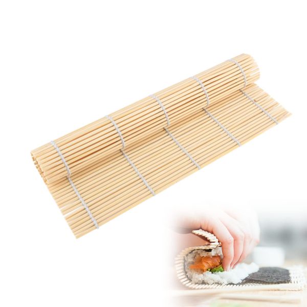 OBYJCA Sushi Mat Bamboo, Natural Bamboo Sushi Rolling Mat Sushi Making Tool Sushi Maker Roller Machine for Making Sushi for Beginner and Experienced