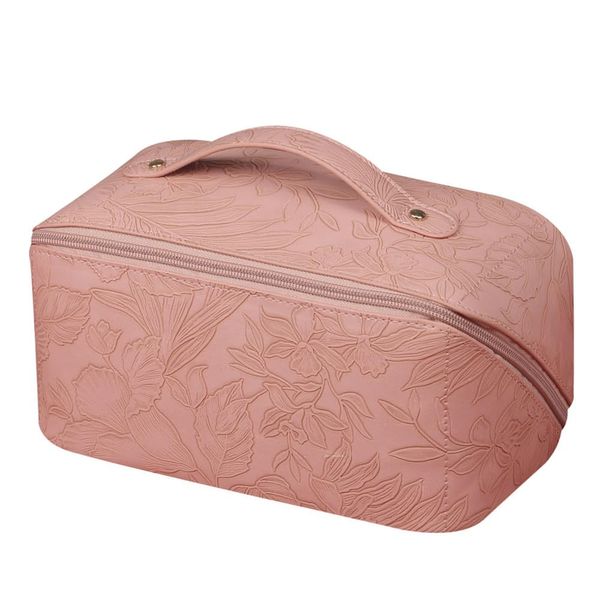 FLORPERRY Makeup Bag, Cosmetic Box Storage Pouch, Cosmetic Bag, Vanity Pouch, Large Capacity, Toiletry Bag, Travel Pouch, Multifunctional, Cosmetic Storage Bag, Makeup Bag, For Travel, Business Trip, pink, (1)