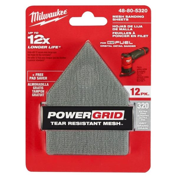 Milwaukee 48-80-5320 Mesh Sanding Sheets (12-Pack) for M12 Orbital Detail Sander