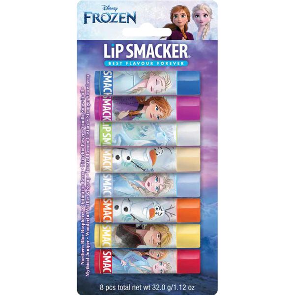 Lip Smacker Disney's Frozen Party Pack, Colorful Frozen-Inspired 8-piece Giftset Including Safe-to-Use Flavoured Lip Balms for Kids, Natural Finish