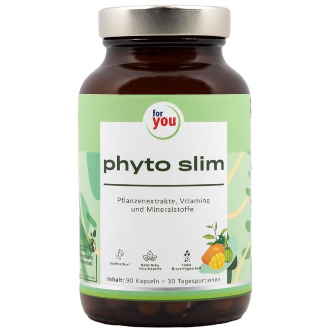 phyto slim 90 Kapseln | Hohe Bioverfügbarkeit | Mit hochwertigen Pflanzenstoffen: Garcinia cambogia, Buchweizenkeimpulver, afrikanischer Mango-Extrakt, Grüntee-Extrakt, grüner Kaffeebohnen-Extrakt