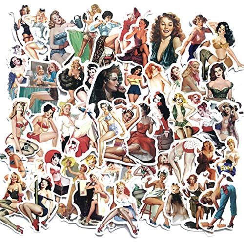 Sexy Women Stickers Pack Laptop Stickers Bomb Beauty Pinup Girls Stickers and Decals Vintage Retro Stickers for Luggage Skateboard Phone Case Guitar Car Bike Bumper (50Pcs Sexy Stickers - B)