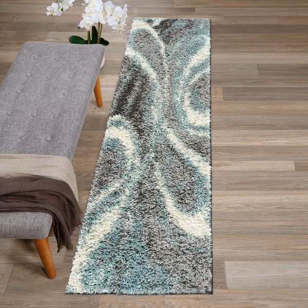 Rugshop Runner Rugs Contemporary Cozy Plush Shag Kitchen Area Rugs Blue Rug 2x7