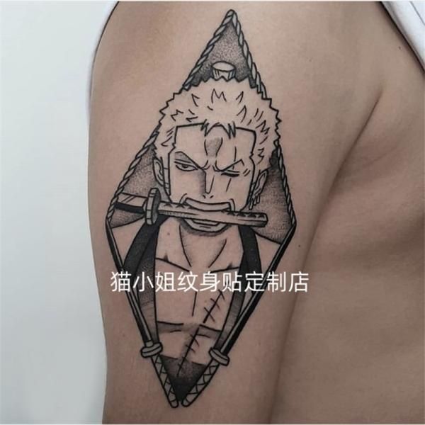 Anime One Piece Luffy Sword Master Zoro Three Swords Tattoo Sticker Cool Sim