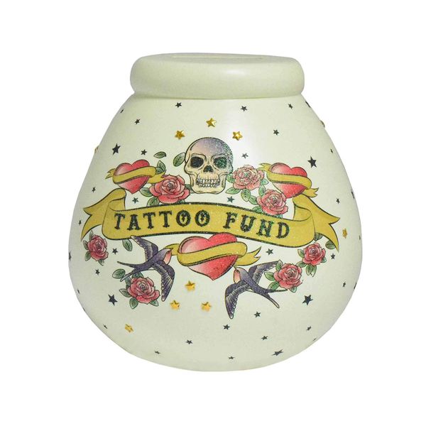 Pot of Dreams Ceramic Money Pot Smash Money Box Savings Jar - Tattoo Fund