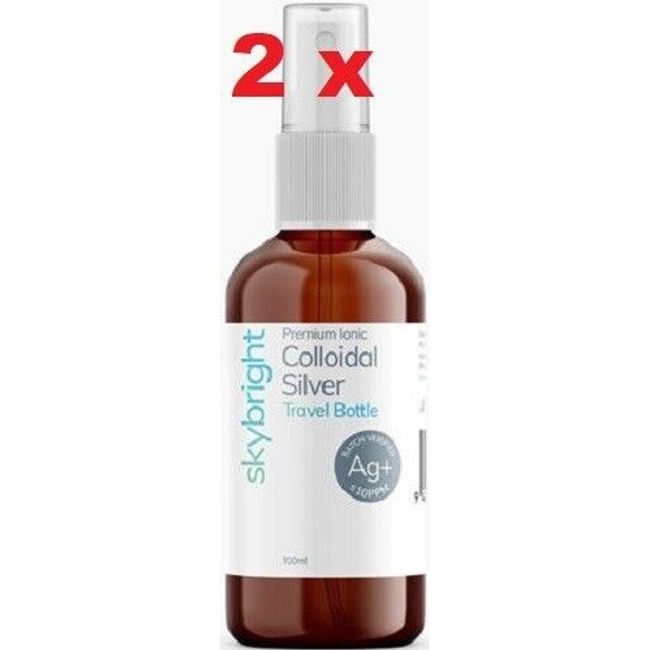 2 x Skybright Colloidal Silver Travel Bottle 100ml - for Immune Support