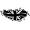 Small Single Black Union Jack Flag Metal Rip Open Sticker