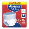 Attends Pull-Ons 8 Medium, 64 units (4 packs of 16)