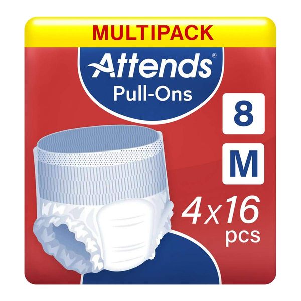 Attends Pull-Ons 8 Medium, 64 units (4 packs of 16)