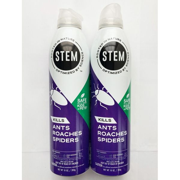 Lot (2) STEM Indoor & Outdoor Ants Roaches & Spiders Insect Kill Bug Spray 10 oz