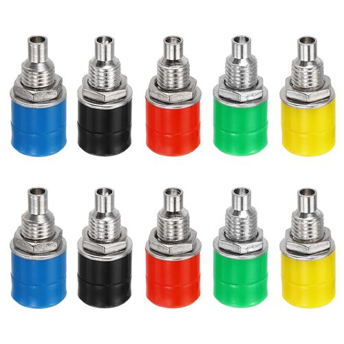 MECCANIXITY 10 Pcs Banana Jack, 24A 6 x 4mm Panel Mount Banana Female Panel Socket Jack, 4mm Binding Post Adapter for Banana Plug Connectors, 5 Colors