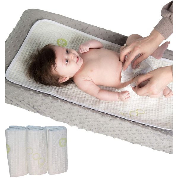 Absorbent Bamboo Rayon Baby Changing Table Pads 3 Pack - Reusable Soft Baby Diaper Changing Liners - Leak-Proof - Stain Protective Cover for a Changing Dresser- Extra Large