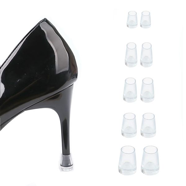 Doyeemei Heel Cap, Clear, Dance Shoes, Anti-Slip, Scratch-Resistant, Dedicated Protector, 5 Pairs Set (xx-xs-s-m-l), clear