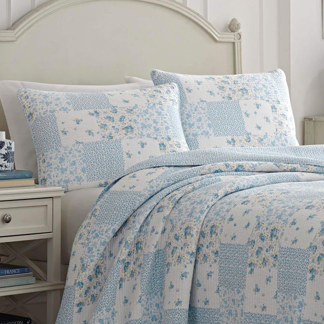  Laura Ashley Home - Queen Quilt Set, Cotton Reversible