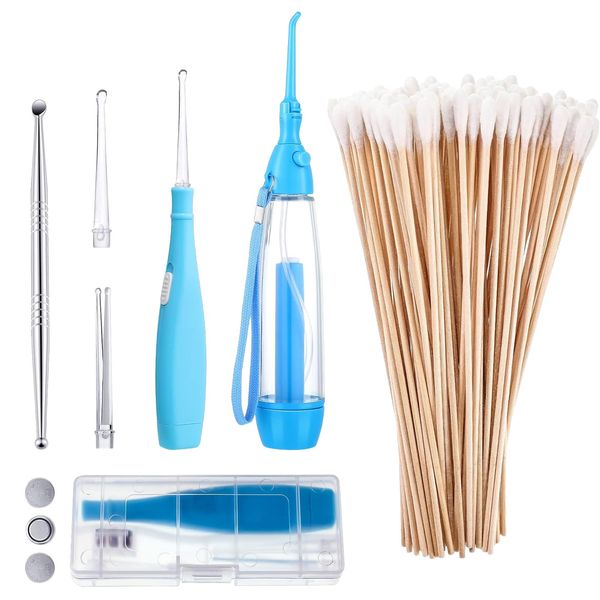 Tonsil Stone Removal Tool Set, Water Tooth Flosser, 1 Tonsil Stone Vacuum with Led Light, 1 Water Flossers for Teeth Cordless, 1 Stainless Steel Tonsil Removal Tool, 100 Long Swab