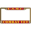U.S.M.C. Combat Veteran Brass License Plate Frame