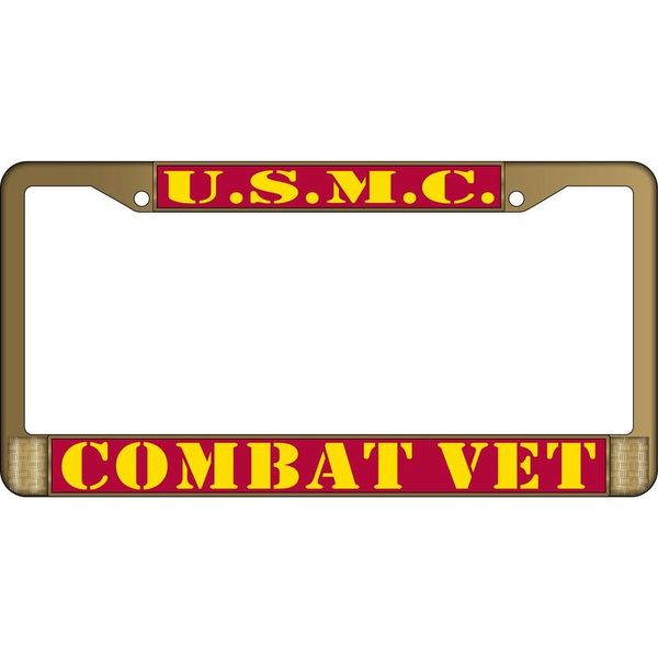 U.S.M.C. Combat Veteran Brass License Plate Frame